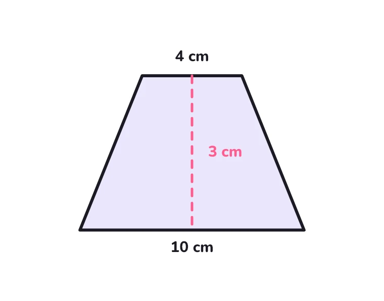 Trapez o podstawach 4 cm i 10 cm, wysokość 3 cm