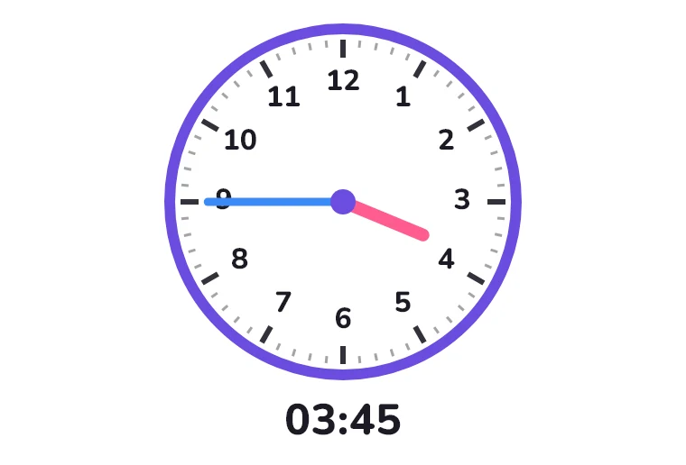 Zegar pokazuje 3:45